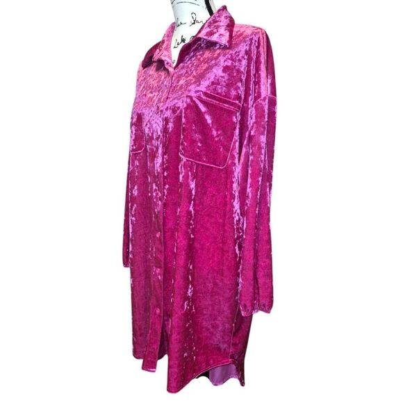 SHEIN High Low Button Front Velvet Dress Sz L - Picture 5 of 9